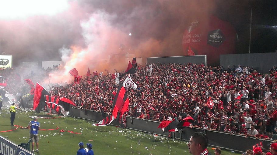football, fans, soccer, rbb, wsw, sydney, flares, flags, riot, smoke
