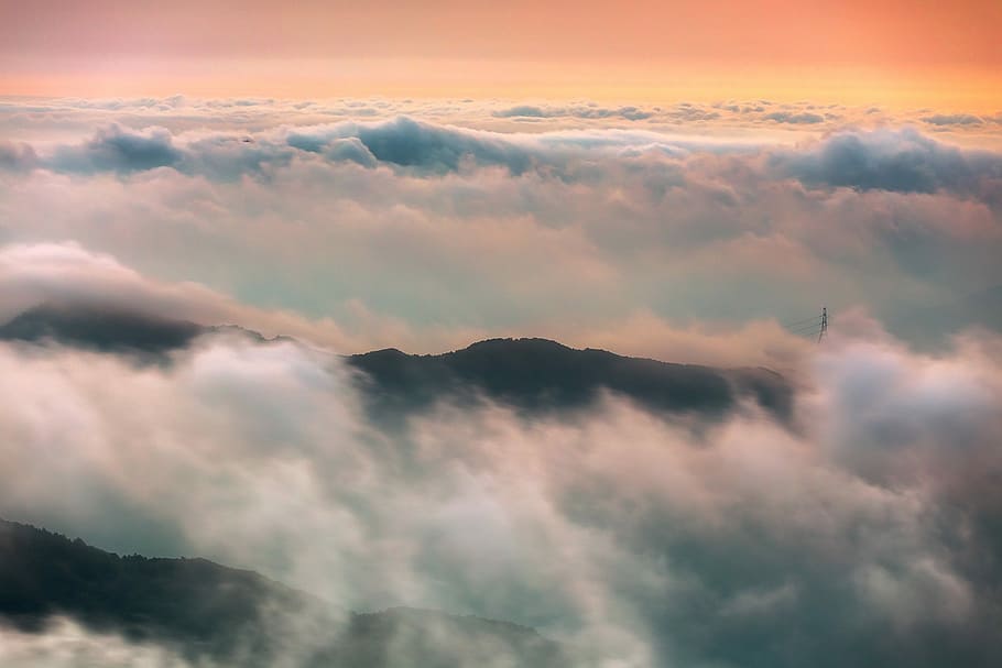 fotografia de vista aérea, nuvens, sobrenome, névoa, sol, céu, um sobrenome, o sol da tarde, vistas, paisagem