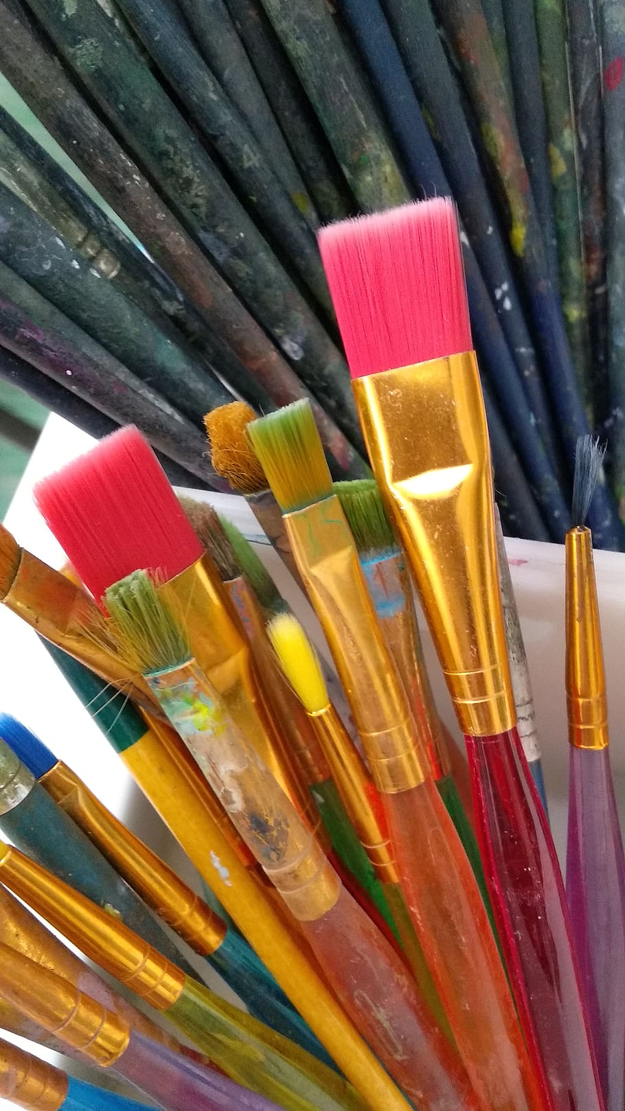 paintbrush, art, color, painting, brush, multi colored, art and craft, still life, choice, variation