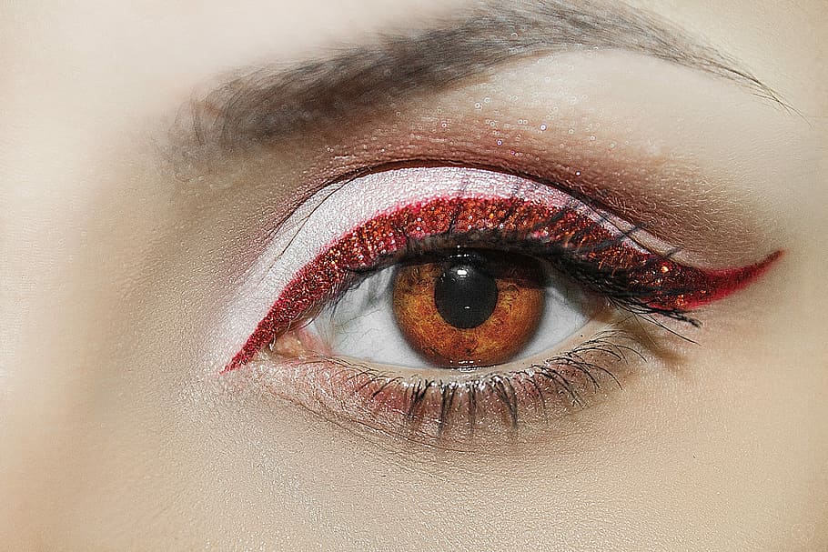woman, red, eyeshadow, eyelash, eyeball, person, eyebrow, mascara, vision, portrait
