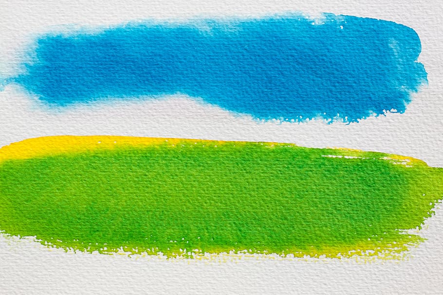 Dos, verde, azul, acuarelas, acuarela, técnica de pintura, soluble en agua, no opaco, color, imagen