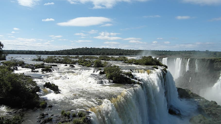 niagara falls, foz do iguaçu, iguaçu, waterfall, water, cases, spray, wild, cataratas, border