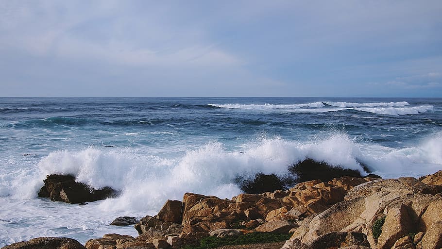 océano, marrón, rock, durante el día, azul, cielo, mar, olas, rocas, costa