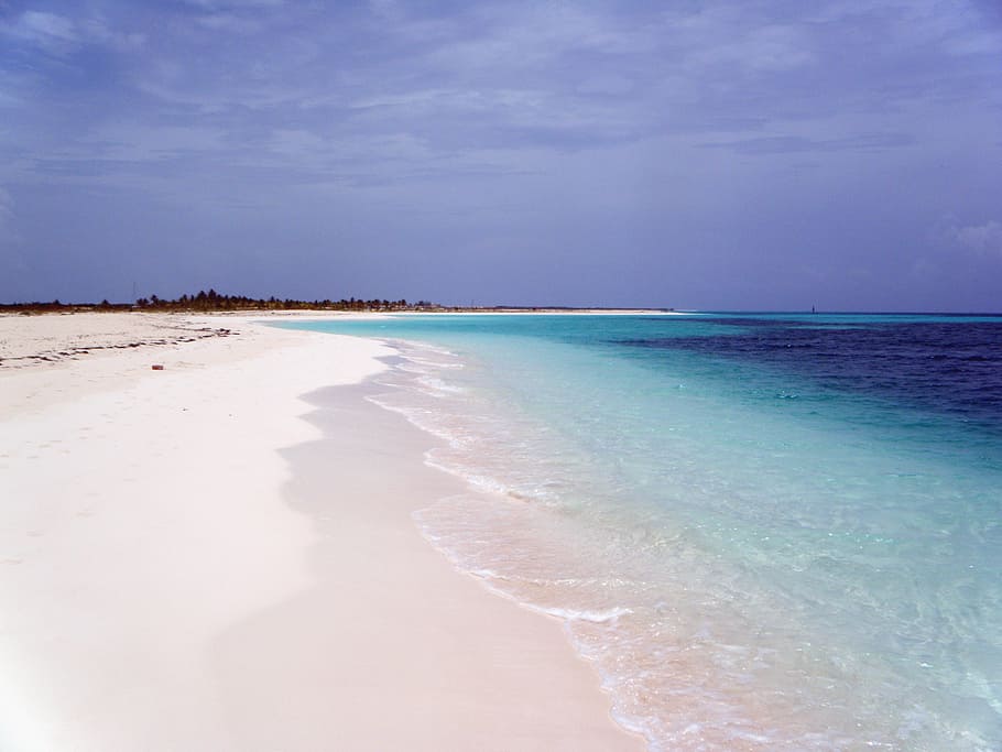 beach shoreline, beach, cayo, cuba, blue, sea, sand, nature, summer, island