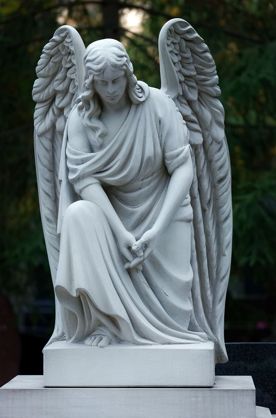 estátua, monumento, o funeral, escultura, arte, figura, fêmea, anjo, o túmulo, cemitério