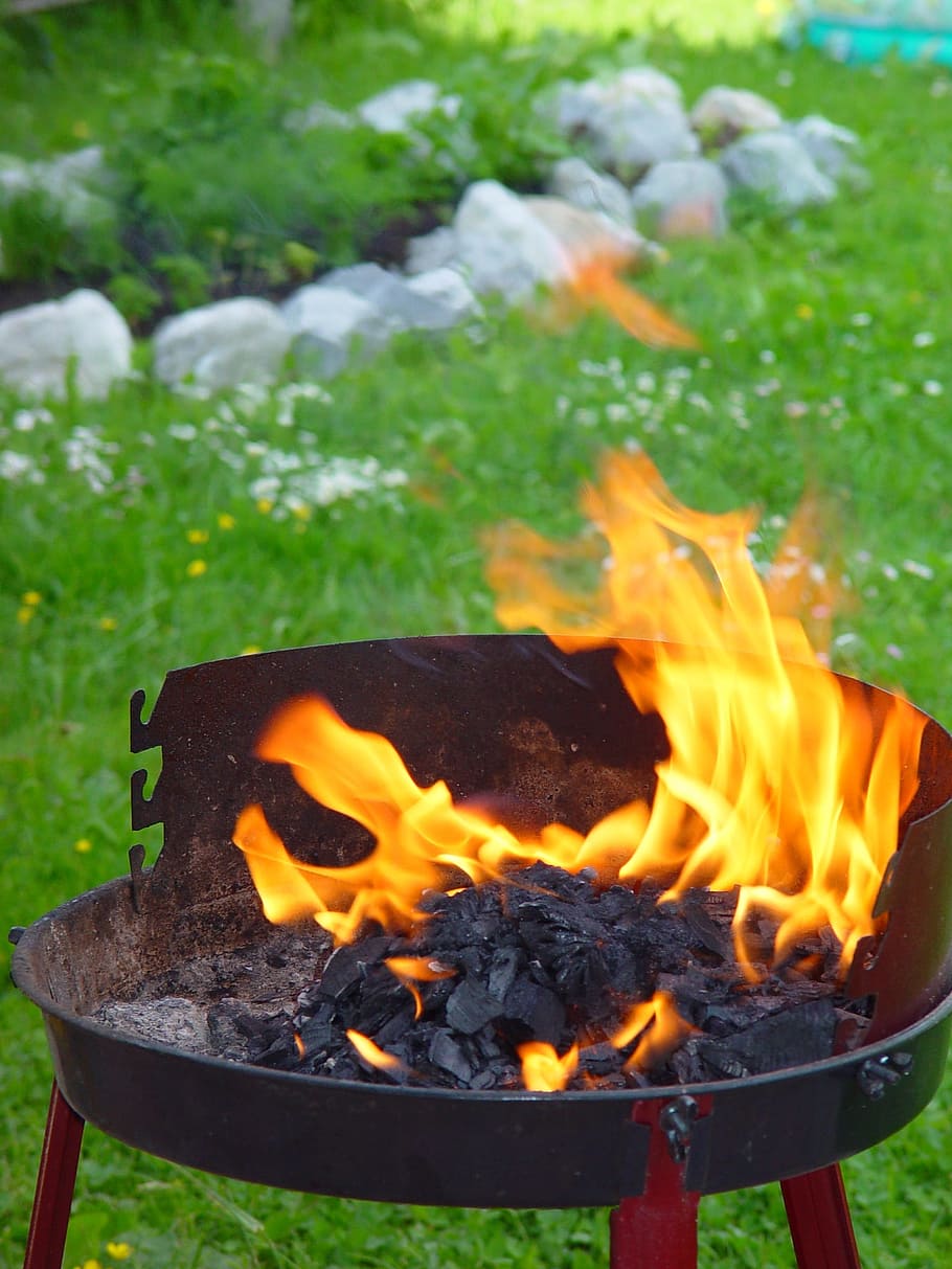 fire, garden, fire bowl, grill, hot, barbecue, nature, grilled, carbon, charcoal