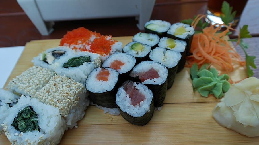 sushi, japanese, asia, food, raw, sashimi, frisch, roll, kitchen, fish