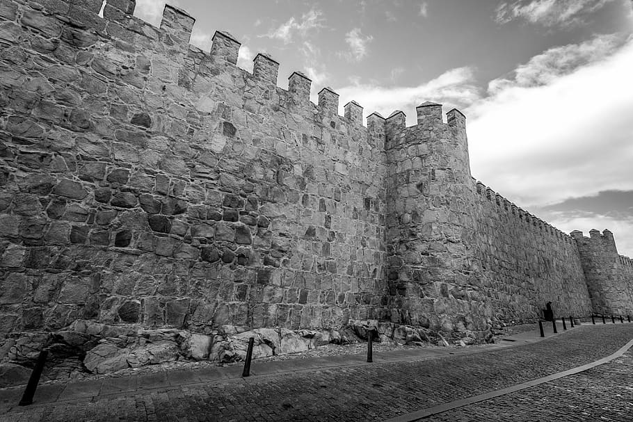 wall, stone, castle, old building, stone wall, avila, wall stone, architecture, history, built structure