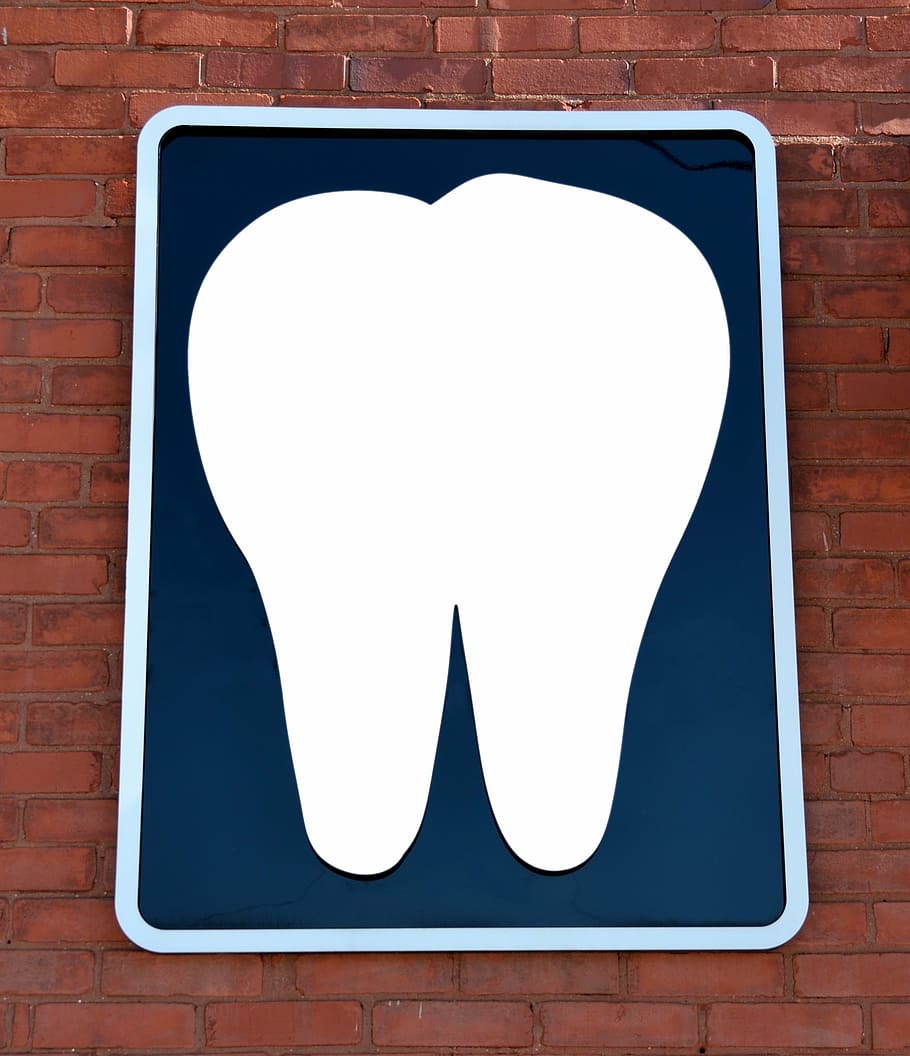 白, 歯板, 茶色, レンガの壁, 歯科医のオフィス, サイン, 壁, 背景, 空白, 歯科医