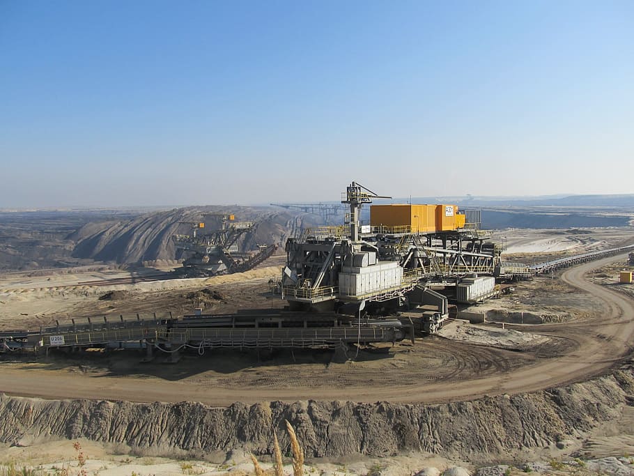 aerial, photography, constructed, building, aerial photography, open pit mining, brown coal, lower lusatia, multi-bucket, energy