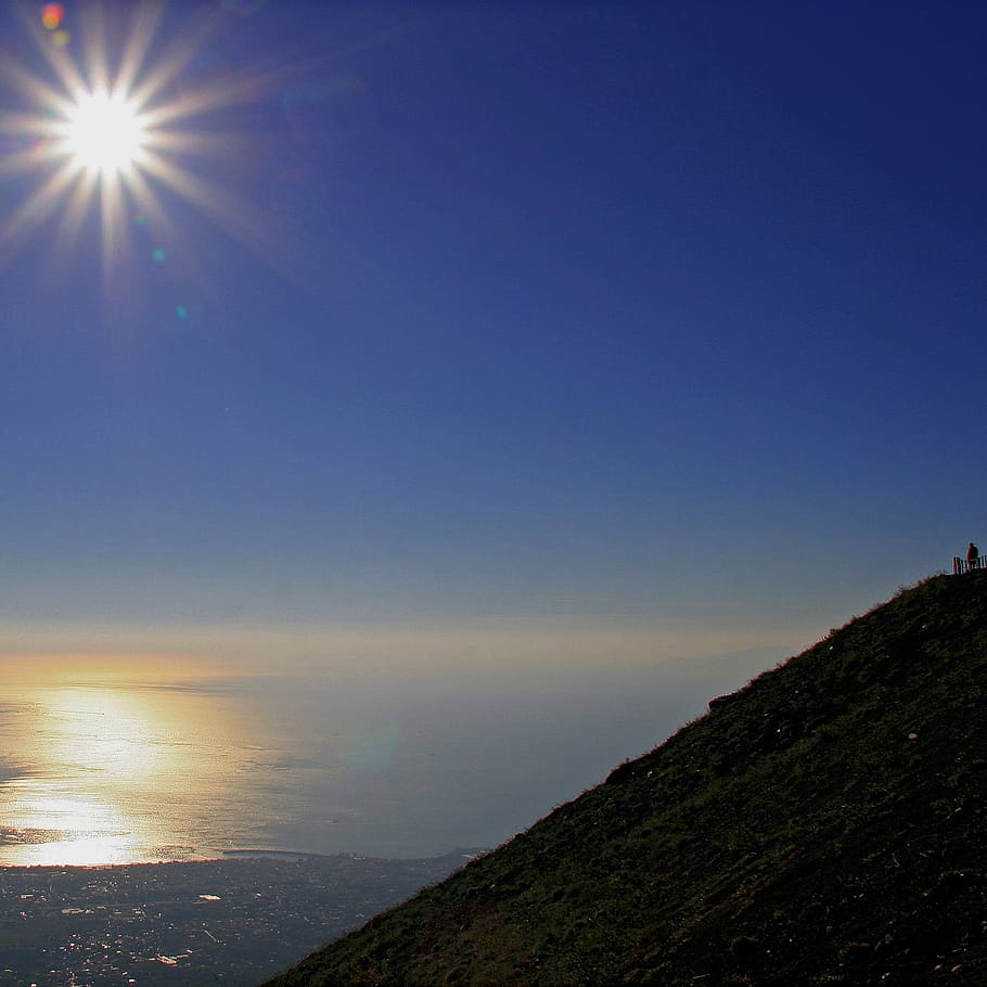 Vesuvio, Mare, Sole, mountain photograph, sky, sun, beauty in nature, tranquility, tranquil scene, scenics - nature