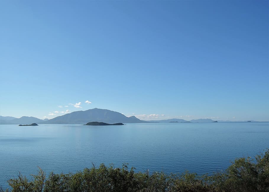 lagoon, bay ouémo, blue sky, blue sea, noumea, seascape, blue background, wallpaper, blue, water