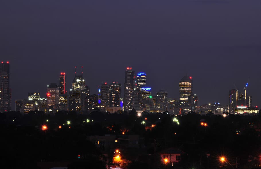 horizonte de melbourne, norte, horizonte, norte de melbourne, noche, paisaje urbano, australia, iluminado, ciudad, rascacielos