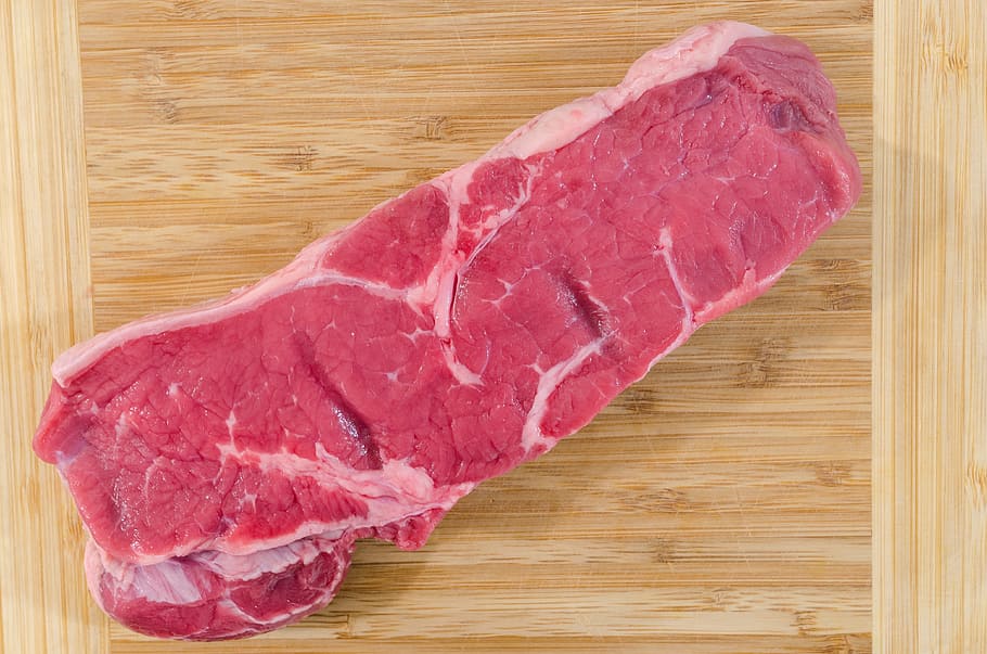 sliced of meat, meat, wood, beef, steak, food, barbecue, pepper, fillet, wooden
