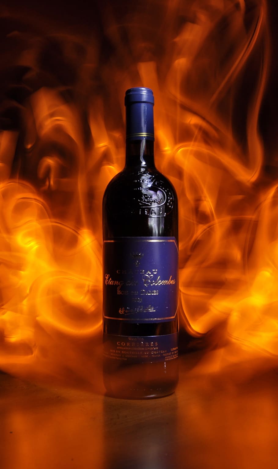wine, bottle, flames, fire, light painting, burning, fire - natural phenomenon, container, alcohol, heat - temperature