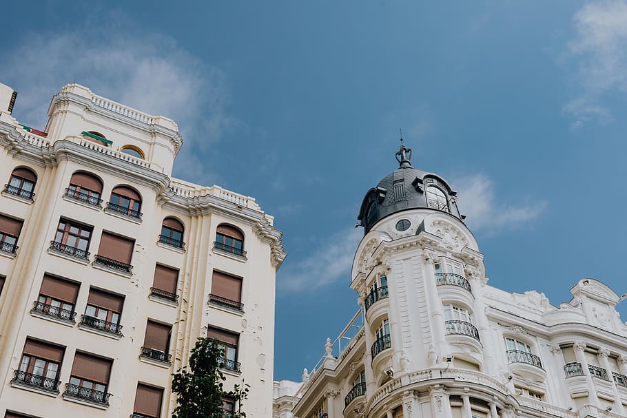 bangunan, Eropa, kota, tengara, Arsitektur, desain, Madrid, Spanyol, eksterior bangunan, langit