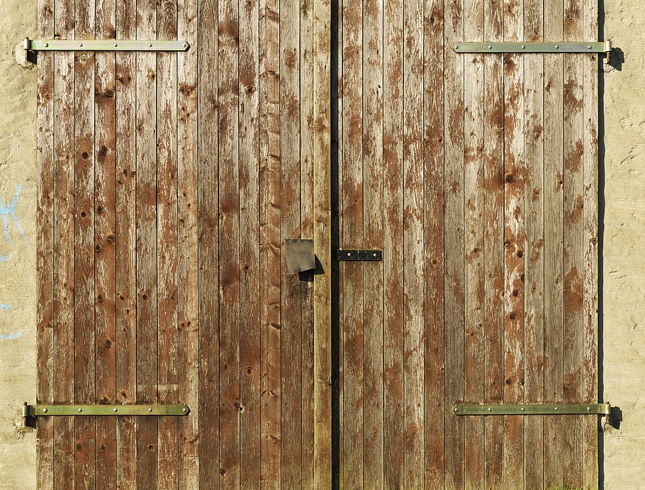 wooden boards, boards, wooden gate, old, barn, barn door, fittings, weathered, branches, battens