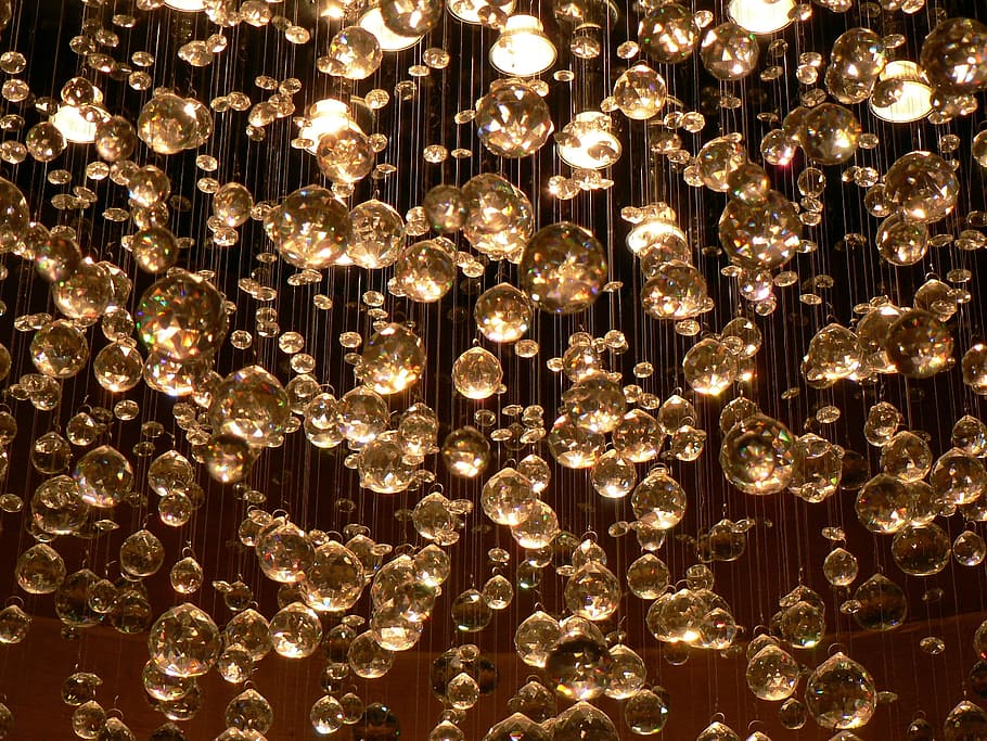 Lighting, Luminaire, Light, Ceiling, crystals, backgrounds, shiny, abstract, illuminated, bright