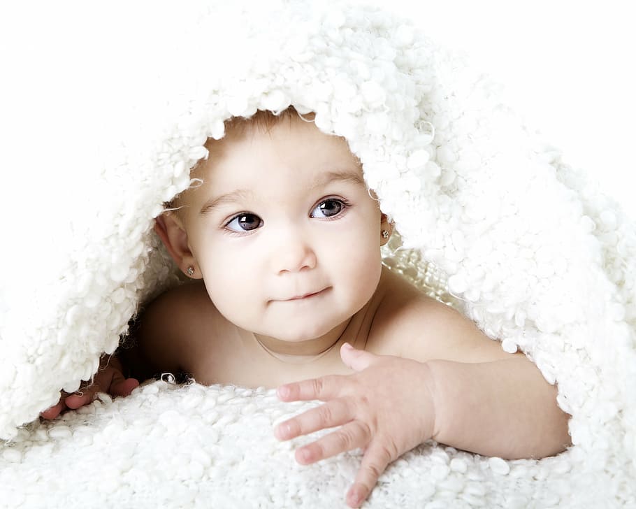 baby in blanket, bebe, girl, child, child portrait, angel, baby, cute, small, childhood