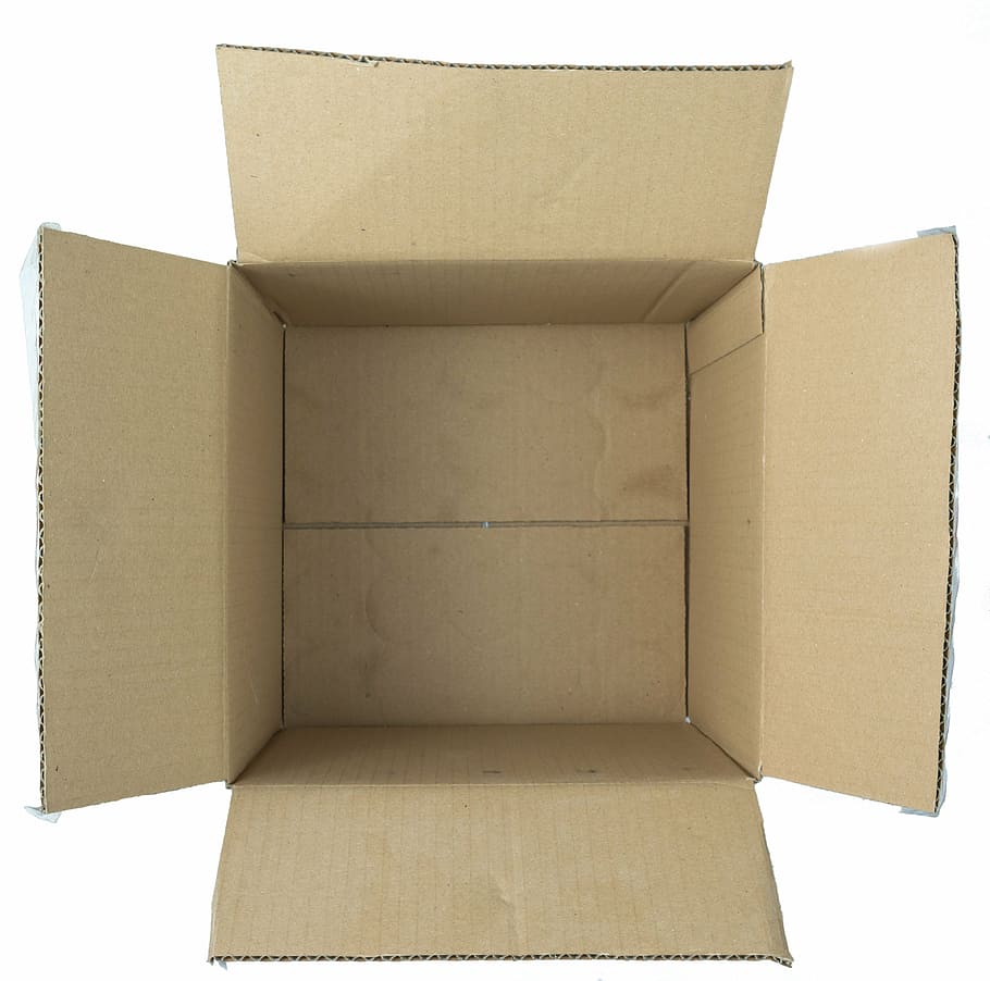 caixa de papelão aberta, caixa, aberto, topo, pacote, embalagens, vazio, papelão, caixa - recipiente, marrom