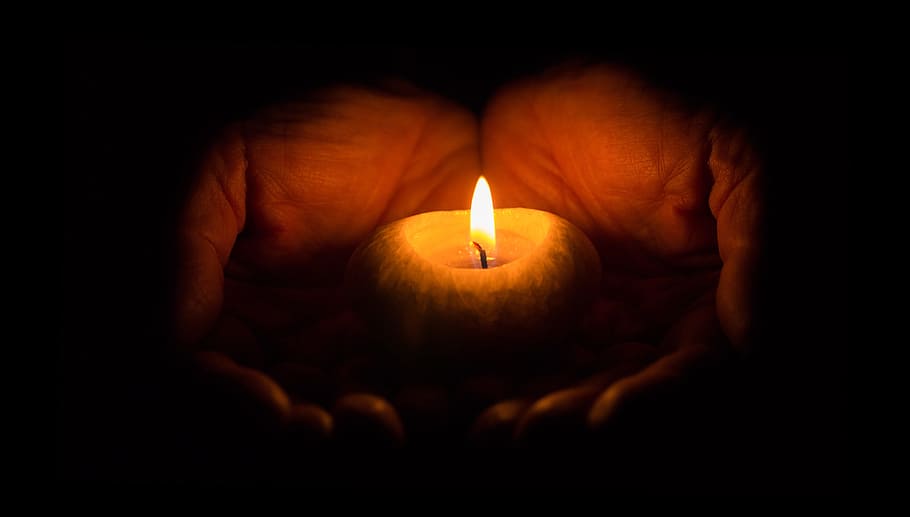 Candle, Advent, Hand, Dark, flame, fire - Natural Phenomenon, religion, burning, spirituality, heat - Temperature