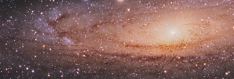 Messier 31, Andromeda, brown and black galaxy, night, star - space, astronomy, galaxy, space, sky, nature
