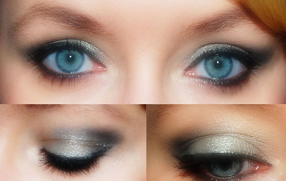 girl's eye collage, eyes, makeup, make up, cosmetics, eye, eyelashes, face, female, mascara