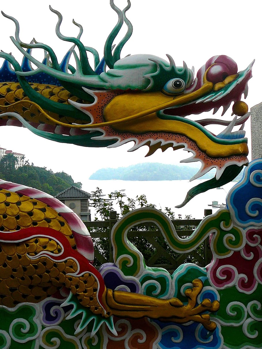 dragón, chino, tradicional, asiático, oriental, china, cultura, símbolo, taiwán, templo