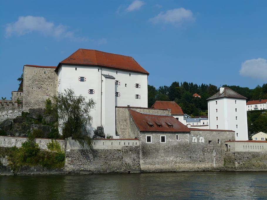 Casa baixa, castelo, Passau, promontório, fortaleza, construção, arquitetura, confluência, ilz, danúbio