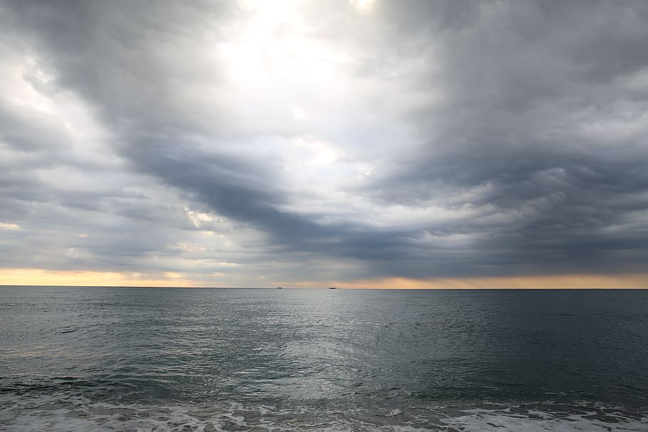 sea, cloud, grey clouds, cloudy sky, cloudy, dark clouds, panorama ...