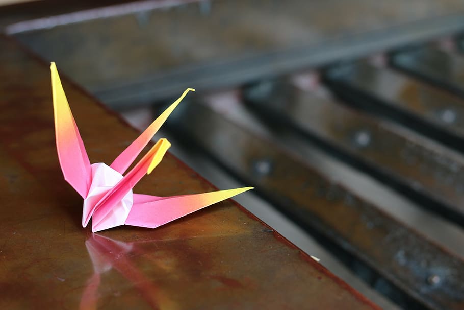 origami, crane, offertory box, japanese style, japan, paper, art and craft, creativity, craft, close-up