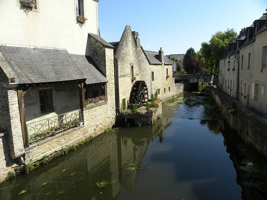 bayeux, mill, highlights, river, old house, rustic, built structure, building exterior, architecture, water