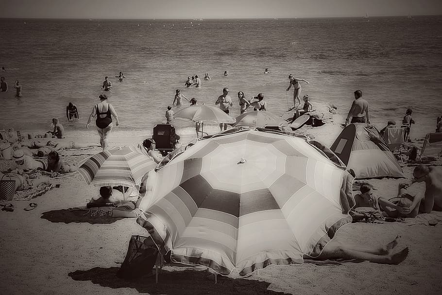 beach, holiday, sandy beach, sea, parasol, sun, summer, tourism, idleness, seaside