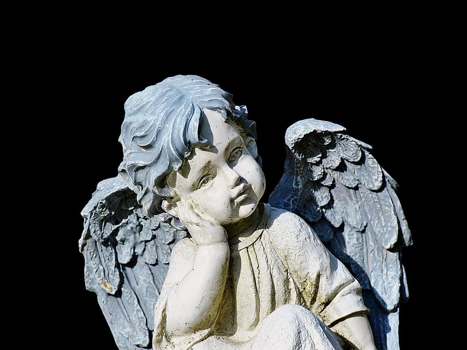 angel, sculpture, statue, angel figure, figure, sleeping, stone sculpture, cemetery, art, mourning