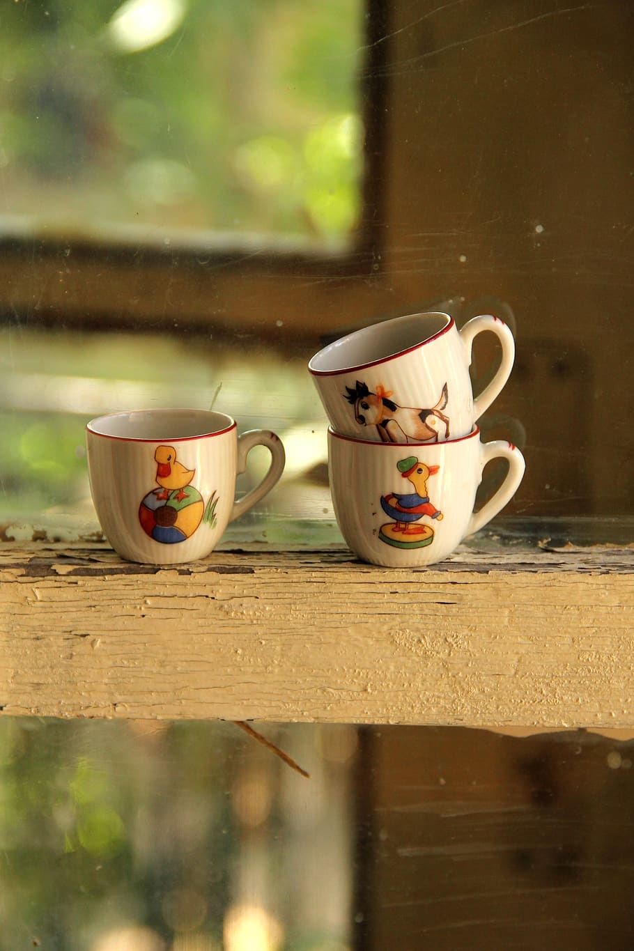 cup, child, duck, sweet, still life, old, retro, small, a little, childhood