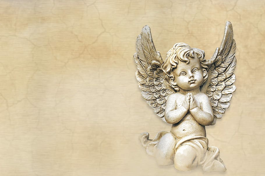 cherub statue, angel, religion, wing, faith, fromm, pray, statue, sculpture, background