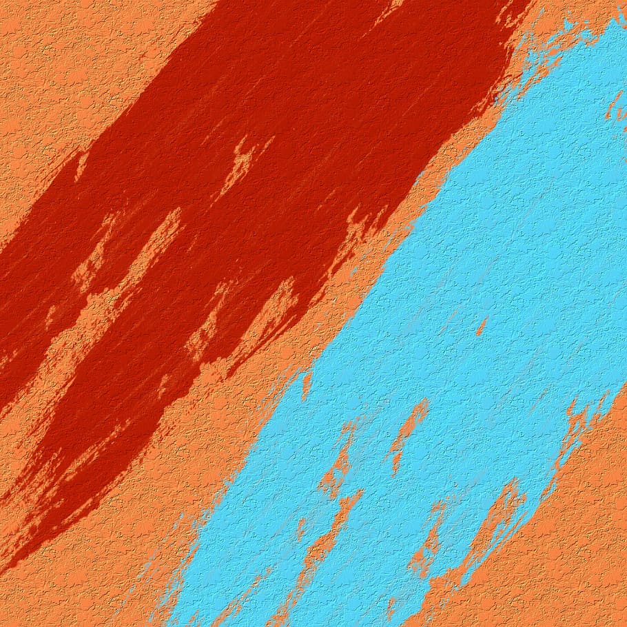 赤, 青, オレンジ, 抽象, 絵画, 背景, ブラシストローク, 色, 塗装, 塗料