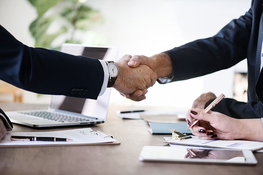 two, person, shaking, hand, business, office, contract, agreement, deal, achievement