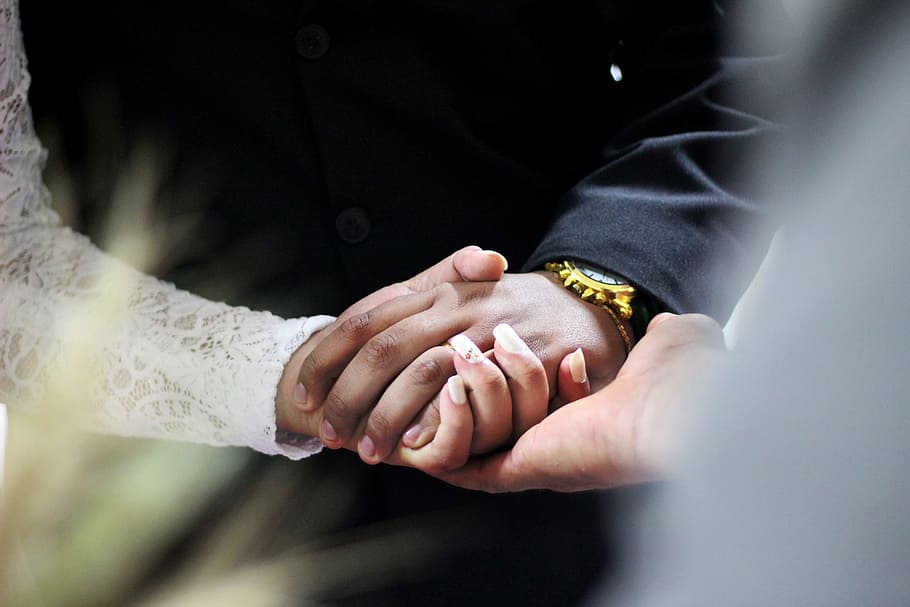 holding hand, gold, watch, people, woman, man, couple, wedding, hand, human hand