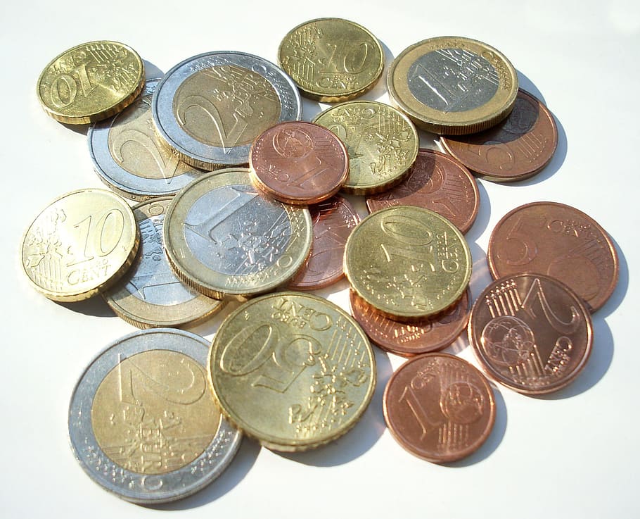 Uang, koin, recehan, euro, sen, mata uang logam, keuangan, sen euro, kekayaan, tabungan
