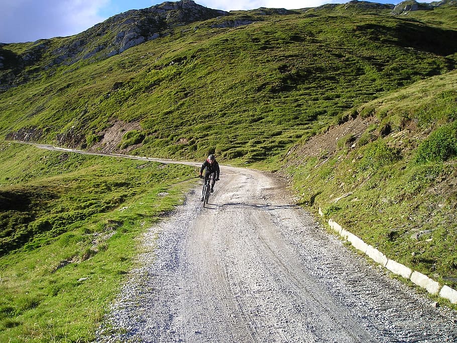 man, riding, bike, road, daytime, gravel road, mountain bike, tour, downhill, transalp