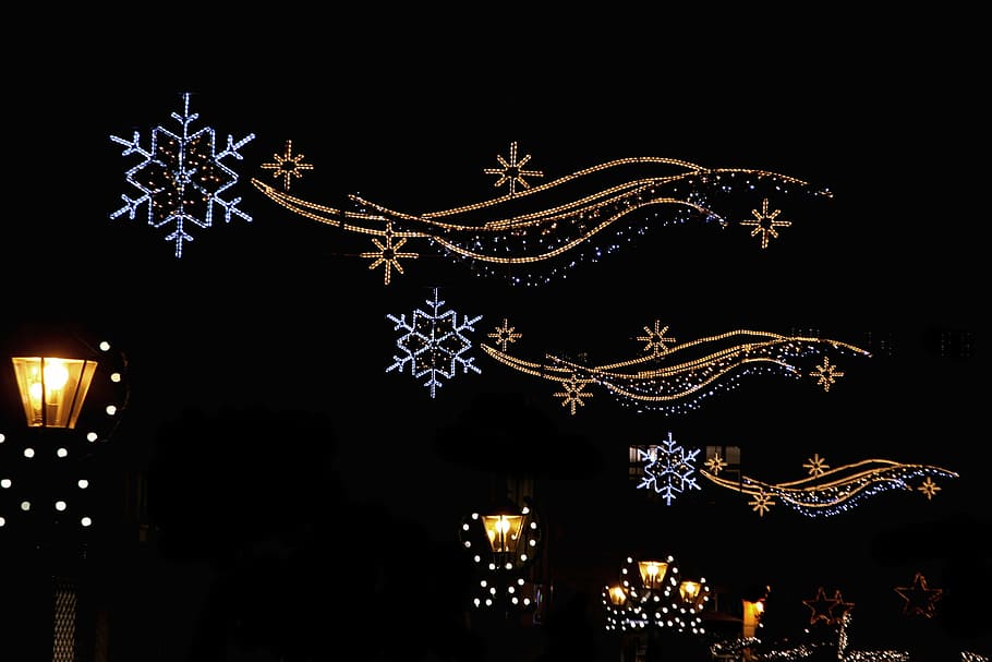 рождественский базар, lichterkette, огни, рождество, с подсветкой, звезда, приход, ночь, Освещенный, праздник