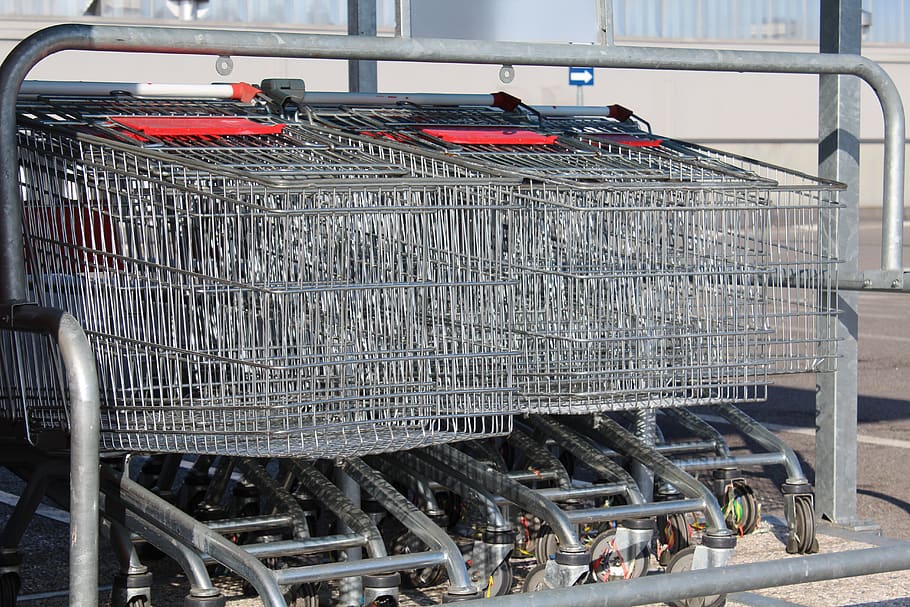 supermarket trolleys, shopping trolleys, carts, supermarket, metal, day, shopping cart, container, transportation, outdoors