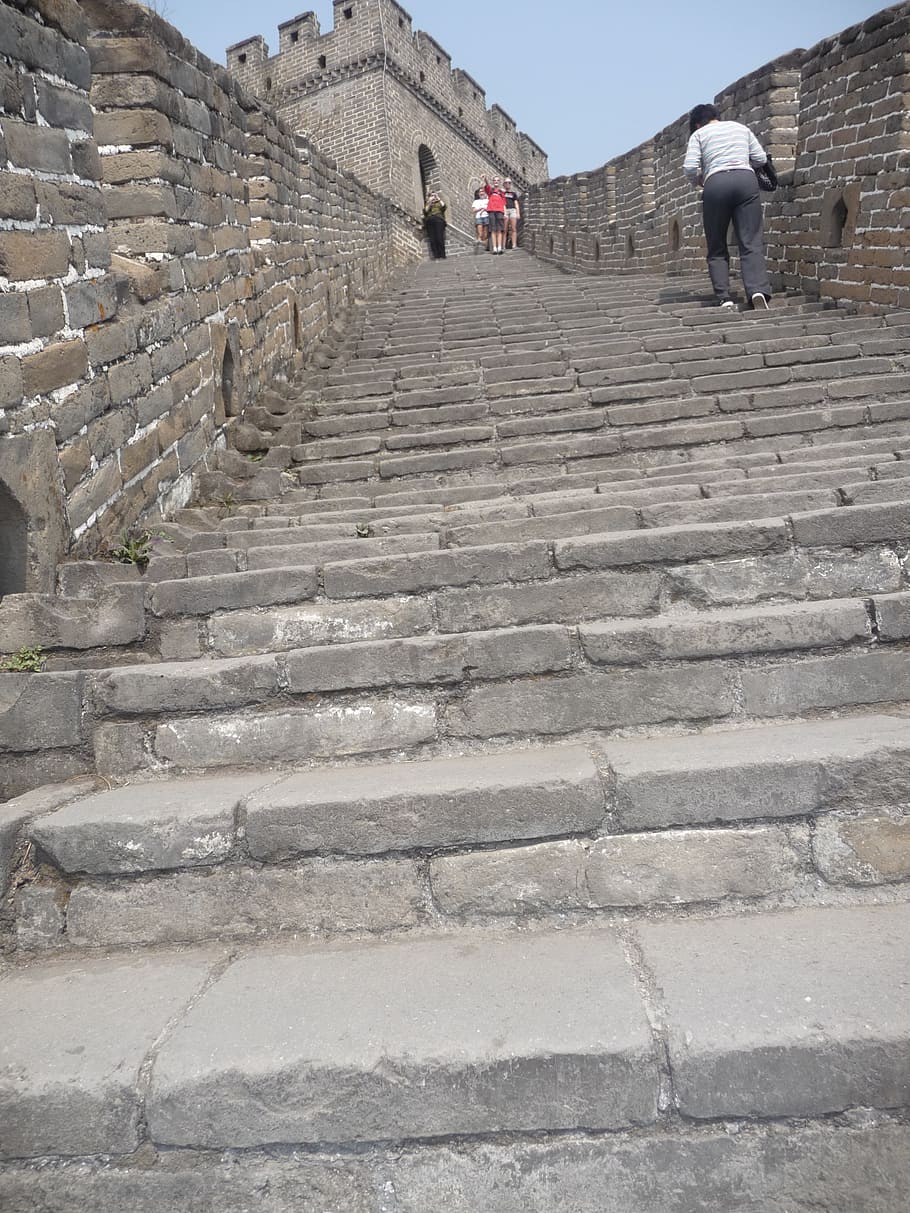 great wall of china, stairs, steps, upwards, china, ancient, stone, history, border, asia