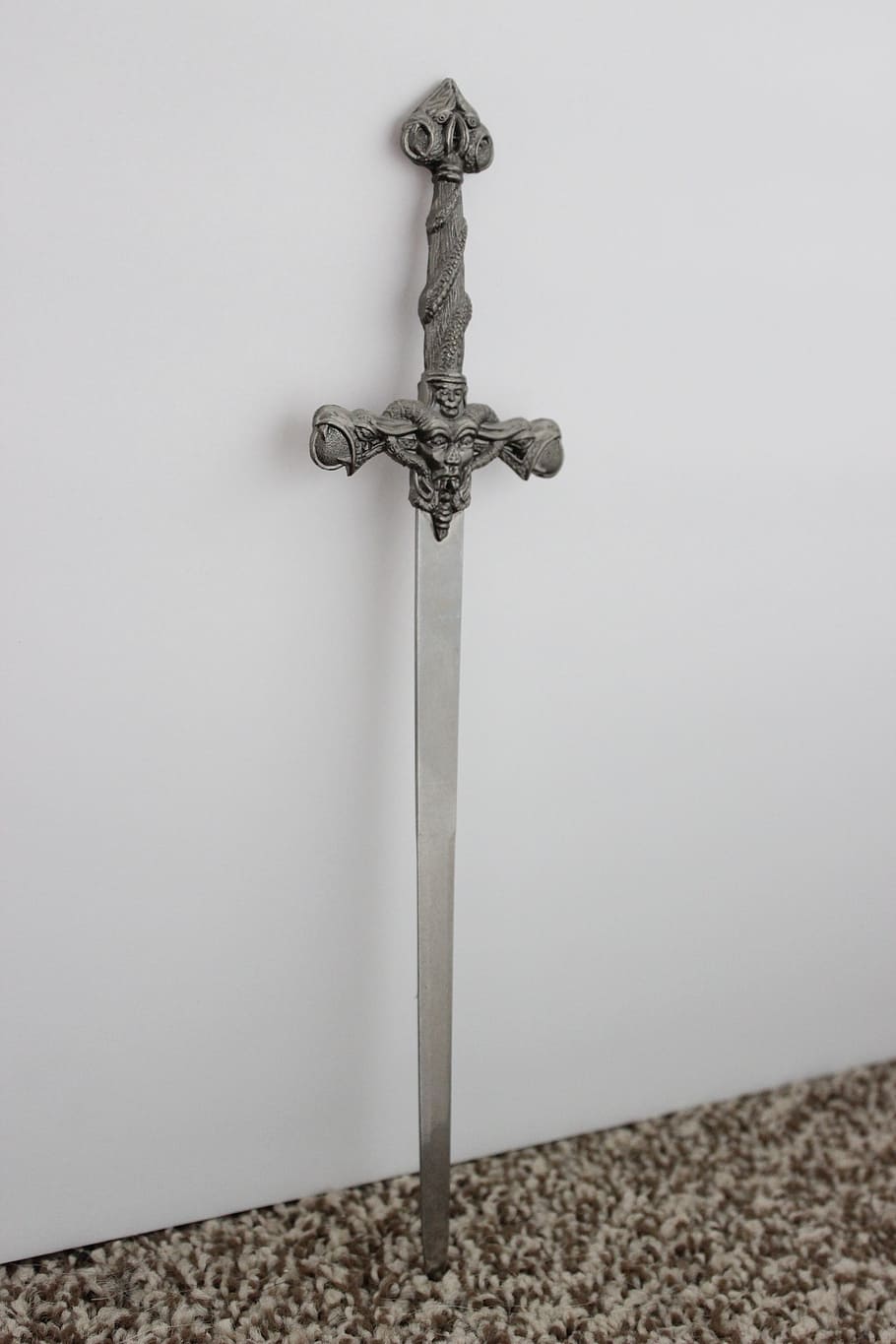 grey, stainless, steel sword, white, concrete, wall, dagger, weapon, sharp, knife