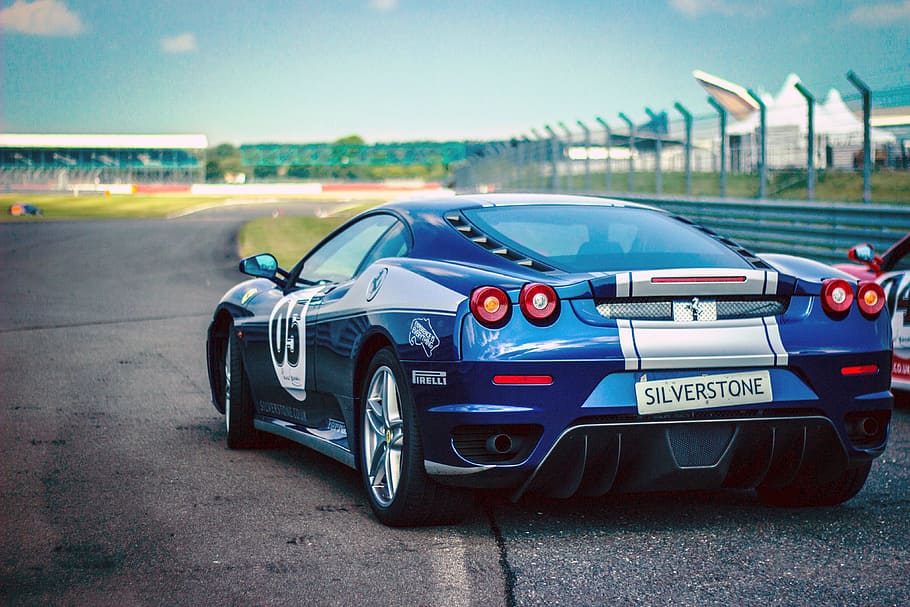 car race, ferrari, racing, pirelli, speed, blue, racing car, metallic blue, shiny, race