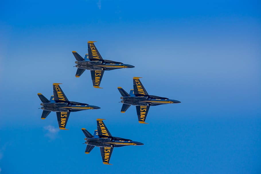 blue angels, f-18, hornet, fly, navy, jet, airplane, formation, show, aircraft