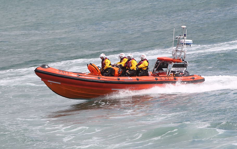 rnli, lifeguards, rescue, lifeboat, coast, boat, speed, water, sea, nautical vessel