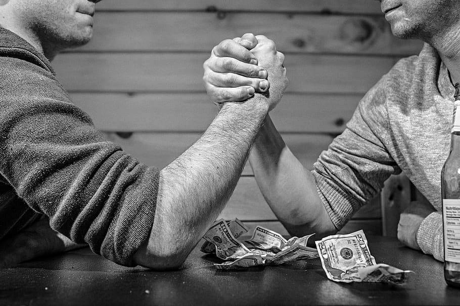 arm wrestling, money, bills, betting, gambling, hands, men, strength, strong, table - Pxfuel