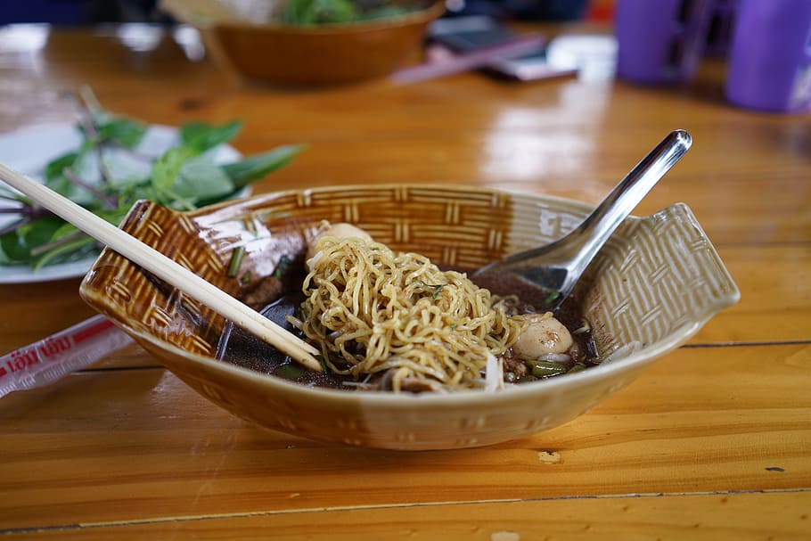 boat noodle, Boat, Noodle, Thai Food, amazing thai food, bowl, plate, indoors, close-up, food